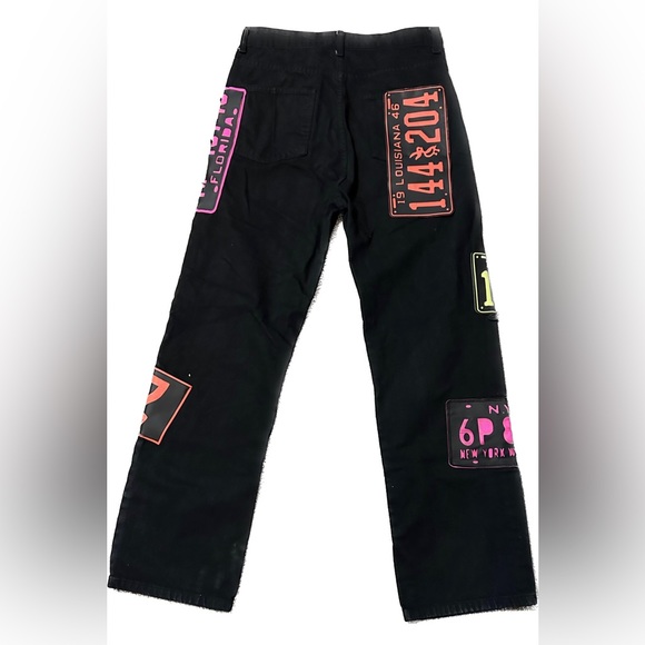 Kikiriki Black Denim Pants with Neon License Plates - Picture 4 of 4